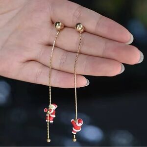 Santa climbing Long earrings Christmas fun earrings
